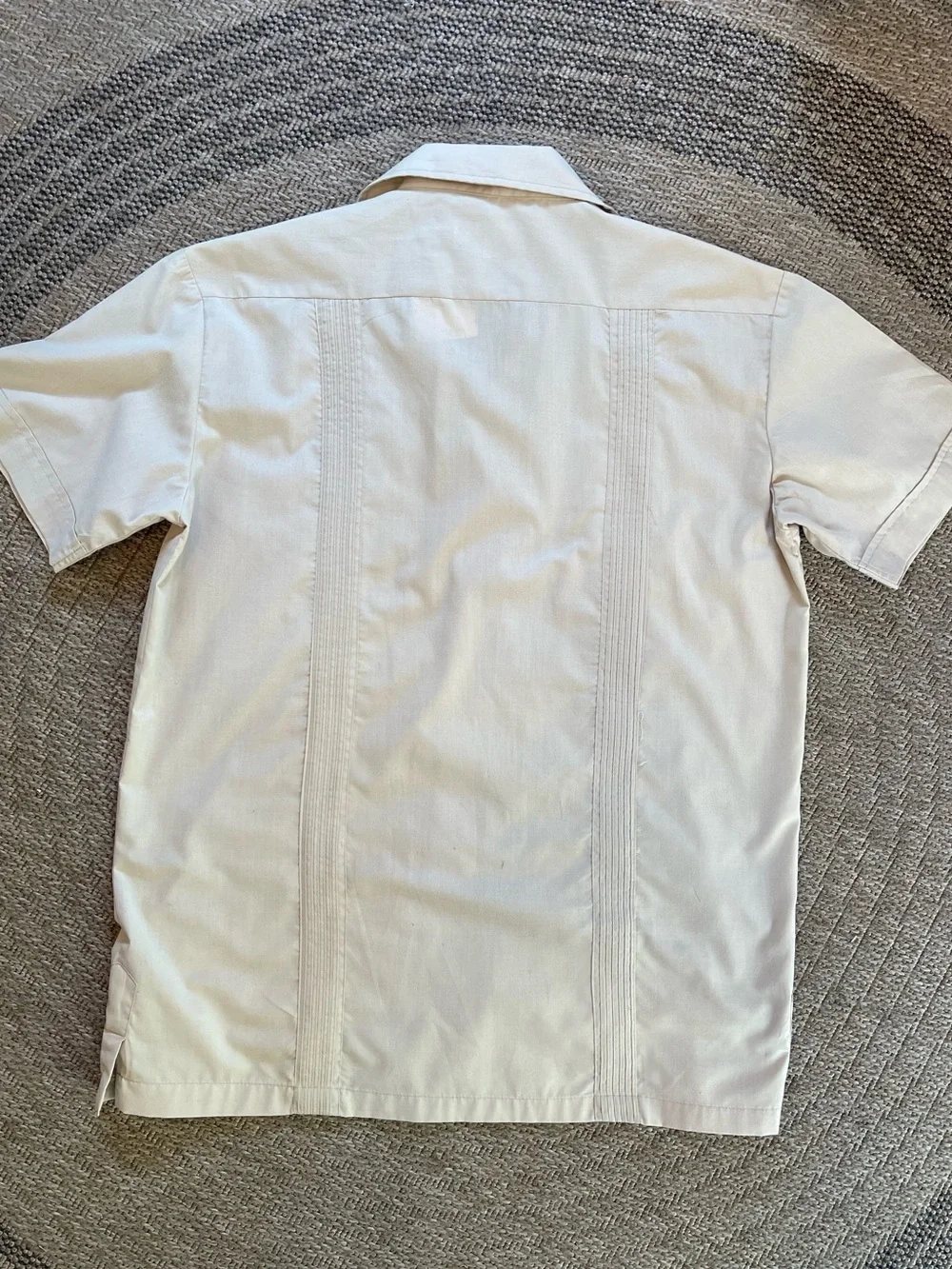 Lada beige short sleeve guayabera shirt Mexican Wedding shirt Cuban Camp